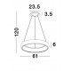 Triac Dimmable Sandy White Aluminium & Acrylic LED 52 Watt 230 Volt 2685Lm 3000K IP20 D: 61 H1: 6 H2: 120 cm Adjustable Height 