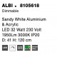 Triac Dimmable Sandy White Aluminium & Acrylic LED 32 Watt 230 Volt 1950Lm 3000K IP20 D: 41 H: 120 cm Adjustable Height 