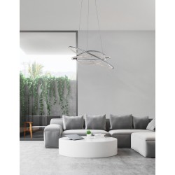 Chrome Aluminium & Acrylic LED 53 Watt 230 Volt 5071Lm 3000K IP20 D: 60 H: 120 cm Adjustable Height & Adjustable 