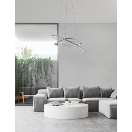 Chrome Aluminium & Acrylic LED 53 Watt 230 Volt 5071Lm 3000K IP20 D: 60 H: 120 cm Adjustable Height & Adjustable 