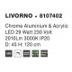 Chrome Aluminium & Acrylic LED 29 Watt 230 Volt 2010Lm 3000K IP20 D: 45 H: 120 cm Adjustable Height & Adjustable 