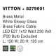 Brass Metal White Glossy Glass Brass Fabric Cable LED E27 1x12 Watt 230 Volt IP20 Bulb Excluded L: 150 W: 20 H: 120 cm Adjust