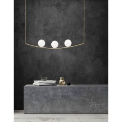Brass Metal White Glossy Glass Brass Fabric Cable LED E14 3x5 Watt 230 Volt IP20 Bulb Excluded L: 122 W: 15 H: 180 cm Adjusta
