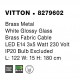 Brass Metal White Glossy Glass Brass Fabric Cable LED E14 3x5 Watt 230 Volt IP20 Bulb Excluded L: 122 W: 15 H: 180 cm Adjusta