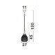 Amber Glass Dark Brown Base & Chain LED E27 1x12 Watt 230 Volt IP20 Bulb Excluded D: 27 H1: 45 H2: 120 cm 
