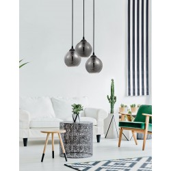 Smoke Glass Black Metal LED E27 3x12 Watt 230 Volt IP20 Bulb Excluded D: 30 H: 120 cm Adjustable height 