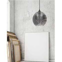 Smoke Glass Black Metal LED E27 1x12 Watt 230 Volt IP20 Bulb Excluded D: 30 H1: 27 H2: 140 cm Adjustable height 