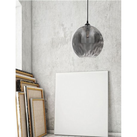 Smoke Glass Black Metal LED E27 1x12 Watt 230 Volt IP20 Bulb Excluded D: 30 H1: 27 H2: 140 cm Adjustable height 