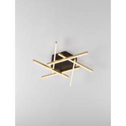Triac Dimmable Brushed Gold & Black Aluminium & Acrylic LED 38 Watt 220-240 Volt 1993Lm 3000K IP20 D: 65 H: 10.7 cm 