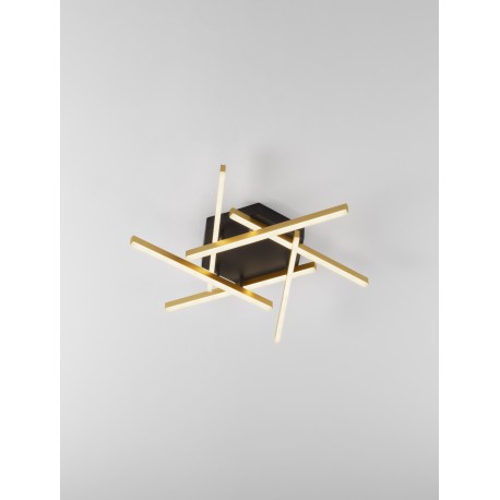 Triac Dimmable Brushed Gold & Black Aluminium & Acrylic LED 38 Watt 220-240 Volt 1993Lm 3000K IP20 D: 65 H: 10.7 cm 