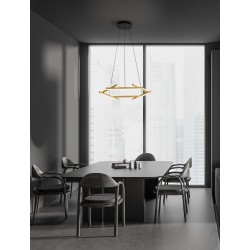 Triac Dimmable Brushed Gold & Black Aluminium & Acrylic LED 38 Watt 220-240 Volt 2046Lm 3000K IP20 D: 66 H: 150 cm Adjustable he