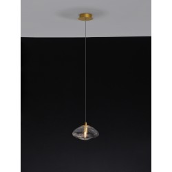 Brass Gold Metal Blown Clear Glass LED G9 1x5 Watt 230 Volt IP20 Bulb Excluded D: 16 H: 200 cm Adjustable Height 