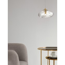 Brass Gold Metal Blown Clear Glass LED G9 1x5 Watt 230 Volt IP20 Bulb Excluded D: 20 H: 200 cm Adjustable Height 