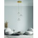 Brass Gold Metal Blown Clear Glass LED G9 3x5 Watt 230 Volt IP20 Bulb Excluded D: 25 H: 180 cm Adjustable Height