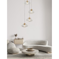 Brass Gold Metal Blown Clear Glass LED G9 5x5 Watt 230 Volt IP20 Bulb Excluded D: 35 H: 180 cm Adjustable Height 