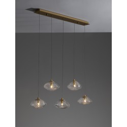 Brass Gold Metal Blown Clear Glass LED G9 5x5 Watt 230 Volt IP20 Bulb Excluded L: 80 W: 16 H: 180 cm Adjustable Height 