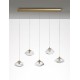 Brass Gold Metal Blown Clear Glass LED G9 5x5 Watt 230 Volt IP20 Bulb Excluded L: 80 W: 16 H: 180 cm Adjustable Height 