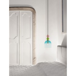 Sandy Gold Metal Glossy Light Green, Blue & Pink Glass LED E14 1x5 Watt 230 Volt IP20 Bulb Excluded D: 16 H1: 30.4 H2: 184.5 cm