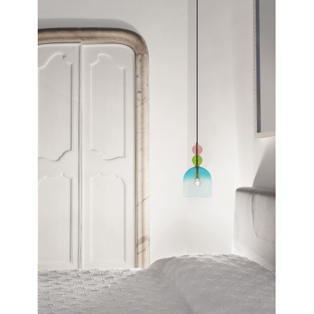 Sandy Gold Metal Glossy Light Green, Blue & Pink Glass LED E14 1x5 Watt 230 Volt IP20 Bulb Excluded D: 16 H1: 30.4 H2: 184.5 cm