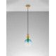 Sandy Gold Metal Glossy Light Green, Blue & Pink Glass LED E14 1x5 Watt 230 Volt IP20 Bulb Excluded D: 16 H1: 30.4 H2: 184.5 cm