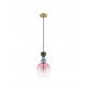 Sandy Gold Metal Glossy Dark Green, Blue Grey & Pink Glass LED E14 1x5 Watt 230 Volt IP20 Bulb Excluded D: 15.7 H1: 31.4 H2: 18