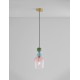 Sandy Gold Metal Glossy Dark Green, Blue Grey & Pink Glass LED E14 1x5 Watt 230 Volt IP20 Bulb Excluded D: 15.7 H1: 31.4 H2: 18