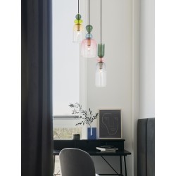 Sandy Gold Metal Glossy Dark Green, Blue Grey Pink, Glossy Light Green, Orange & Light Grey Glass LED E14 3x5 Watt 230 Volt IP2