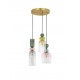 Sandy Gold Metal Glossy Dark Green, Blue Grey Pink, Glossy Light Green, Orange & Light Grey Glass LED E14 3x5 Watt 230 Volt IP2