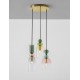 Sandy Gold Metal Glossy Dark Green, Blue Grey Pink, Glossy Light Green, Orange & Light Grey Glass LED E14 3x5 Watt 230 Volt IP2