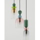 Sandy Gold Metal Glossy Dark Green, Blue Grey Pink, Glossy Light Green, Orange & Light Grey Glass LED E14 3x5 Watt 230 Volt IP2