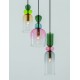Sandy Gold Metal Glossy Dark Green, Blue Grey Pink, Glossy Light Green, Orange & Light Grey Glass LED E14 3x5 Watt 230 Volt IP2