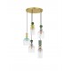 Sandy Gold Metal Glossy Dark Green, Blue Grey Pink, Glossy Light Green, Orange & Light Grey Glass & Blue LED E14 5x5 Watt 230 V