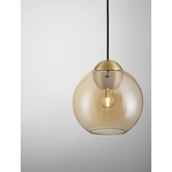 Brass Gold Metal & Amber Glass LED E27 1x12 Watt 230 Volt IP20 Bulb Excluded D: 24 H1: 24.8 H2: 183.8 cm Adjustable height 