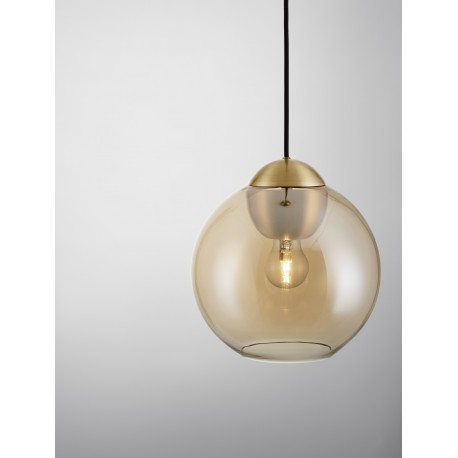 Brass Gold Metal & Amber Glass LED E27 1x12 Watt 230 Volt IP20 Bulb Excluded D: 24 H1: 24.8 H2: 183.8 cm Adjustable height 