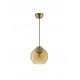 Brass Gold Metal & Amber Glass LED E27 1x12 Watt 230 Volt IP20 Bulb Excluded D: 24 H1: 24.8 H2: 183.8 cm Adjustable height 