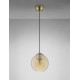 Brass Gold Metal & Amber Glass LED E27 1x12 Watt 230 Volt IP20 Bulb Excluded D: 24 H1: 24.8 H2: 183.8 cm Adjustable height 