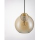 Brass Gold Metal & Amber Glass LED E27 1x12 Watt 230 Volt IP20 Bulb Excluded D: 24 H1: 24.8 H2: 183.8 cm Adjustable height 