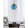 Brass Gold Metal & Dark Blue Glass LED E27 1x12 Watt 230 Volt IP20 Bulb Excluded D: 24 H1: 24.8 H2: 183.8 cm Adjustable height