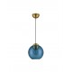 Brass Gold Metal & Dark Blue Glass LED E27 1x12 Watt 230 Volt IP20 Bulb Excluded D: 24 H1: 24.8 H2: 183.8 cm Adjustable height 