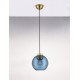 Brass Gold Metal & Dark Blue Glass LED E27 1x12 Watt 230 Volt IP20 Bulb Excluded D: 24 H1: 24.8 H2: 183.8 cm Adjustable height 
