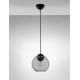 Matt Black Metal & Light Gray Glass LED E27 Watt 1x12 230 Volt IP20 Bulb Excluded D: 24 H1: 24.8 H2: 183.8 cm Adjustable height 