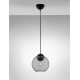 Matt Black Metal & Light Gray Glass LED E27 Watt 1x12 230 Volt IP20 Bulb Excluded D: 24 H1: 24.8 H2: 183.8 cm Adjustable height 