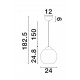 Matt Black Metal & Light Gray Glass LED E27 Watt 1x12 230 Volt IP20 Bulb Excluded D: 24 H1: 24.8 H2: 183.8 cm Adjustable height 