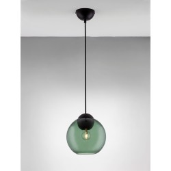 Matt Black Metal & Dark Green Glass LED E27 1x12 Watt 230 Volt IP20 Bulb Excluded D: 24 H1: 24.8 H2: 183.8 cm Adjustable height 