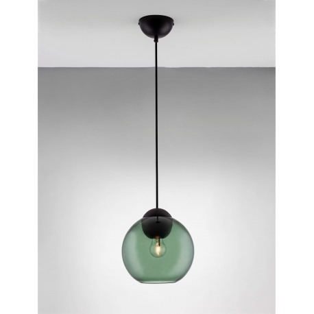 Matt Black Metal & Dark Green Glass LED E27 1x12 Watt 230 Volt IP20 Bulb Excluded D: 24 H1: 24.8 H2: 183.8 cm Adjustable height 
