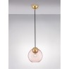 Brass Gold Metal & Pink Glass LED E27 1x12 Watt 230 Volt IP20 Bulb Excluded D: 24 H1: 24.8 H2: 183.8 cm Adjustable height
