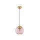 Brass Gold Metal & Pink Glass LED E27 1x12 Watt 230 Volt IP20 Bulb Excluded D: 24 H1: 24.8 H2: 183.8 cm Adjustable height 