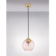 Brass Gold Metal & Pink Glass LED E27 1x12 Watt 230 Volt IP20 Bulb Excluded D: 24 H1: 24.8 H2: 183.8 cm Adjustable height 