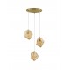 Brass Gold Metal & Amber Glass LED E14 3x5 Watt 230 Volt IP20 Bulb Excluded D: 40 H: 120 cm Adjustable height 