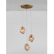 Brass Gold Metal & Amber Glass LED E14 3x5 Watt 230 Volt IP20 Bulb Excluded D: 40 H: 120 cm Adjustable height 